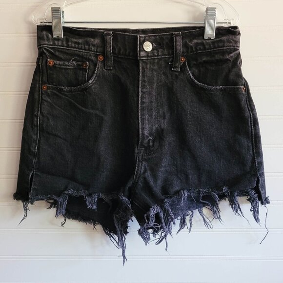 Abercrombie Fitch Mom Short High Rise Size 25/0 Denim Cutoffs Shorts Black - Picture 1 of 14